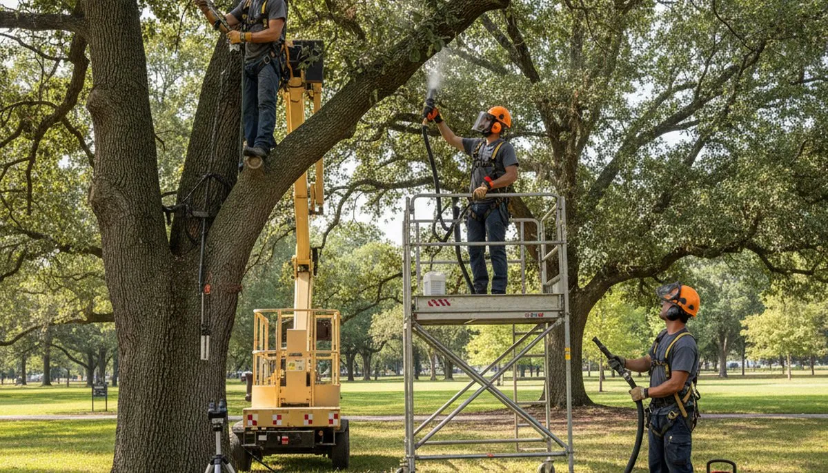 Arbor Tree Care arborist diagnosing tree disease in Harrisburg, PA