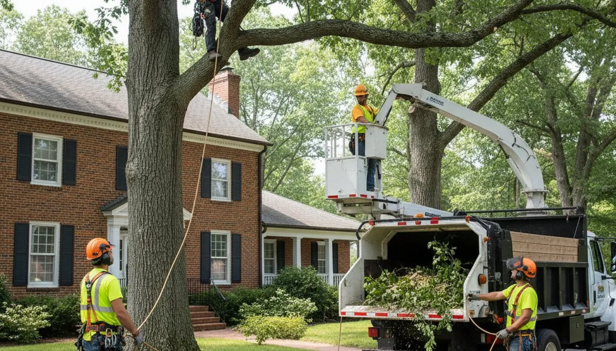 Tree service team in Harrisburg, PA providing professional tree removal and trimming services