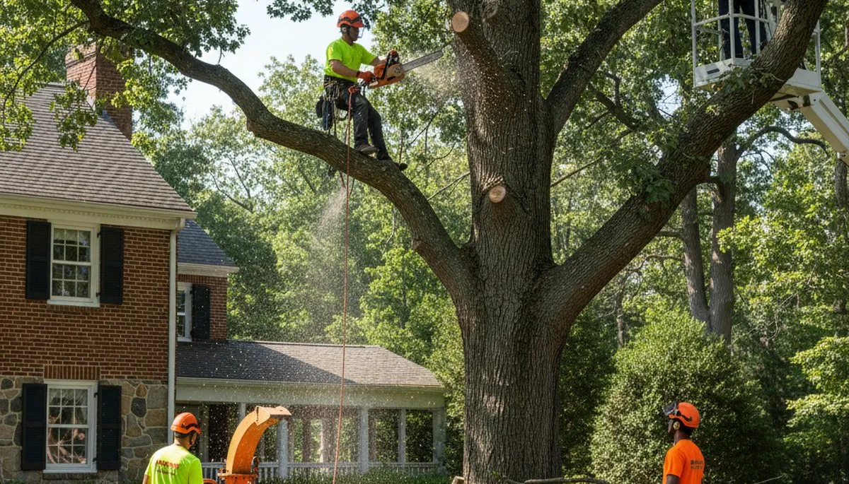 Tree service crew in Harrisburg, PA performing professional tree removal and trimming