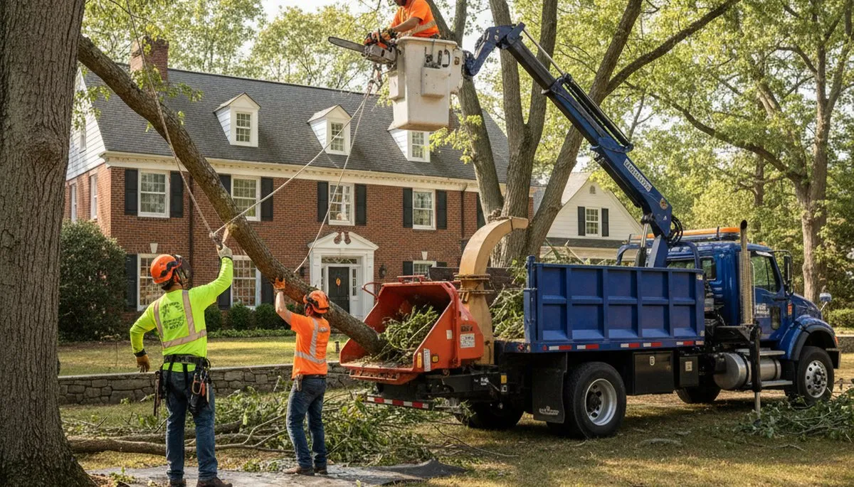 Tree service crew in Harrisburg, PA providing professional tree removal and trimming services